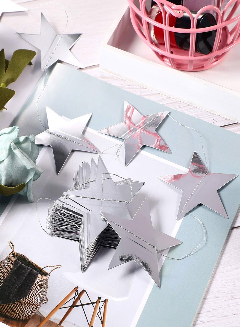 SYOSI Star Paper Garland, 8Pcs 4m Long Banner Backdrop, Party Decorations Reflective Star Paper Garland Sparkling Star Bunting Banner Decorations for Wedding Birthday Party Holiday Banner Backdrop - Image 4