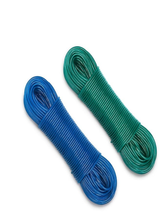 BLDM PVC Coated Steel Wire Rope for Drying Clothes/Clothesline, Length 20 Meter with 2 Plastic Hooks (Multi Colour, May Vary) (2) - Image 1