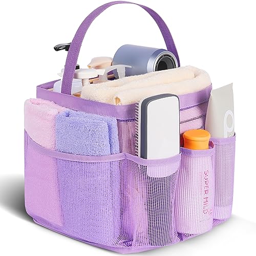 EUDELE Mesh Shower Caddy Portable for College Dorm Room Essentials,Portable Shower Caddy Dorm with 8-Pocket Large Capacity, Shower Bag for Beach, Swimming, Gym-Purple - Image 1