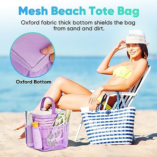 EUDELE Mesh Shower Caddy Portable for College Dorm Room Essentials,Portable Shower Caddy Dorm with 8-Pocket Large Capacity, Shower Bag for Beach, Swimming, Gym-Purple - Image 5