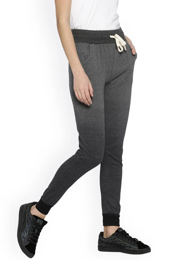 Campus Sutra Women's Charcoal Grey Ombre-Knit Trackpants