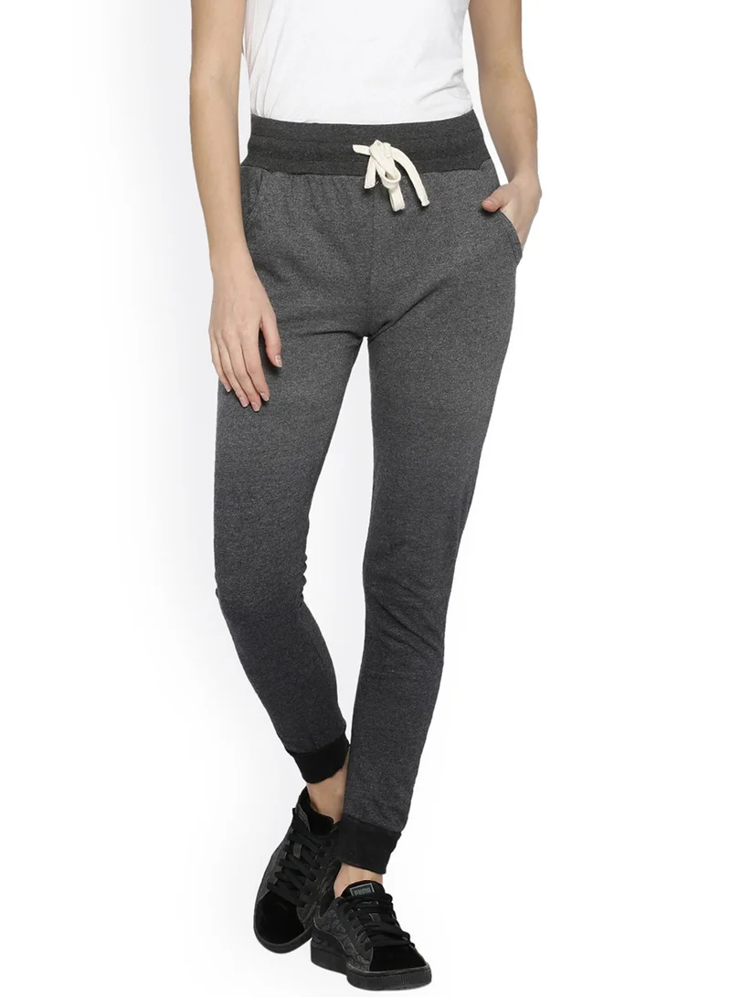 Women's Charcoal Grey Ombre-Knit Trackpants