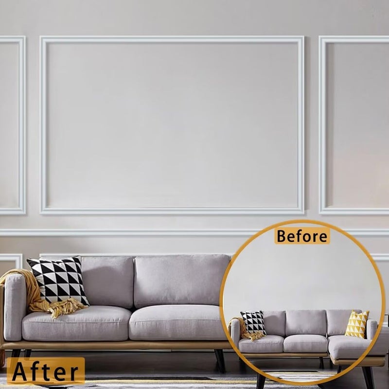 Hungbak Peel and Stick Chair Rail Panel Molding Finish Trim for Home Decoration & Wall Protection (Paintable White, 3m x 2.3cm) - Image 3