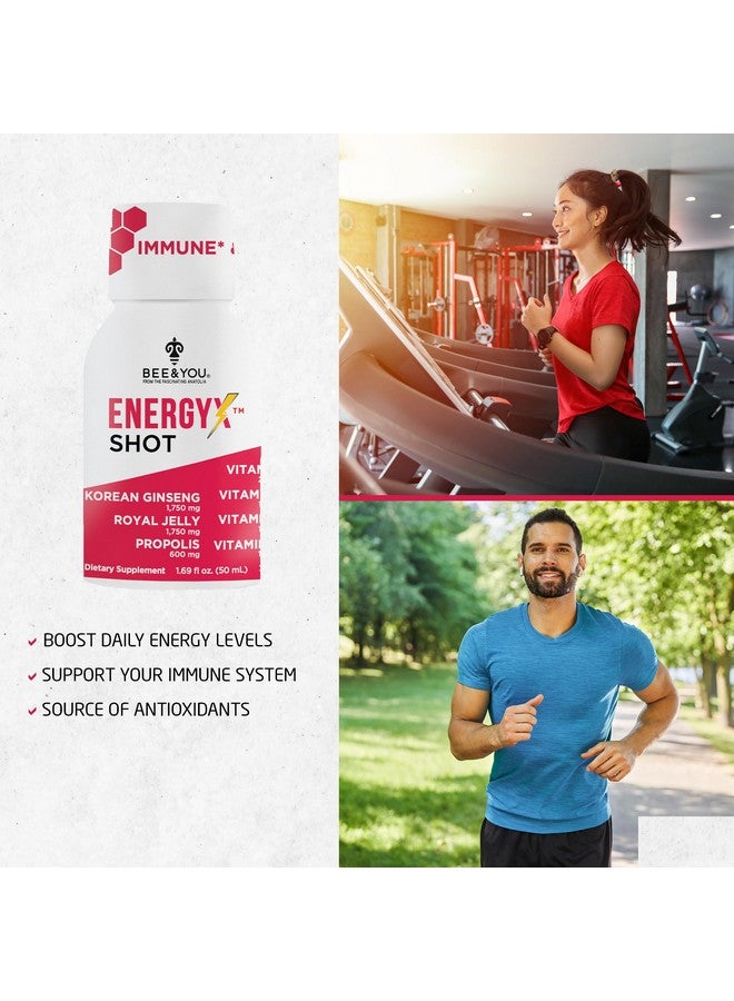 BEE & YOU Bee and You Energy X Shot, 12 Pack, Korean Red Ginseng, Royal Jelly, Propolis, Caffeine Free Energy Drink, Vitamin C, B3, B6, B12, Immune Support Supplement, Antioxidants, Pomegranate Flavor - Image 2