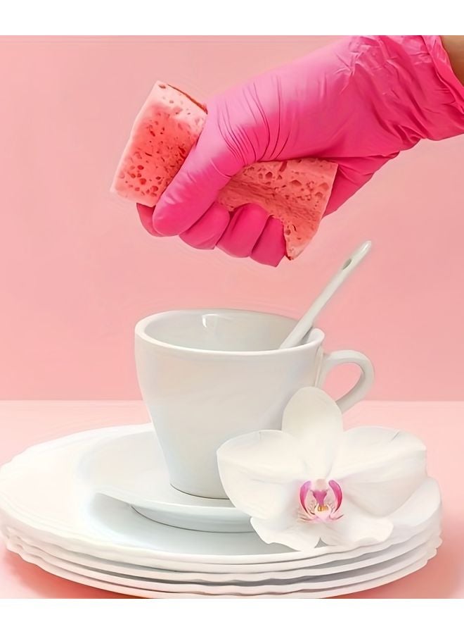 Rose Pink Disposable Nitrile Gloves 30pcs M Size Touchscreen Compatible Ambidextrous - Image 3