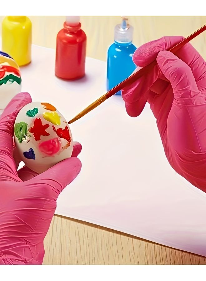 Rose Pink Disposable Nitrile Gloves 30pcs M Size Touchscreen Compatible Ambidextrous - Image 5