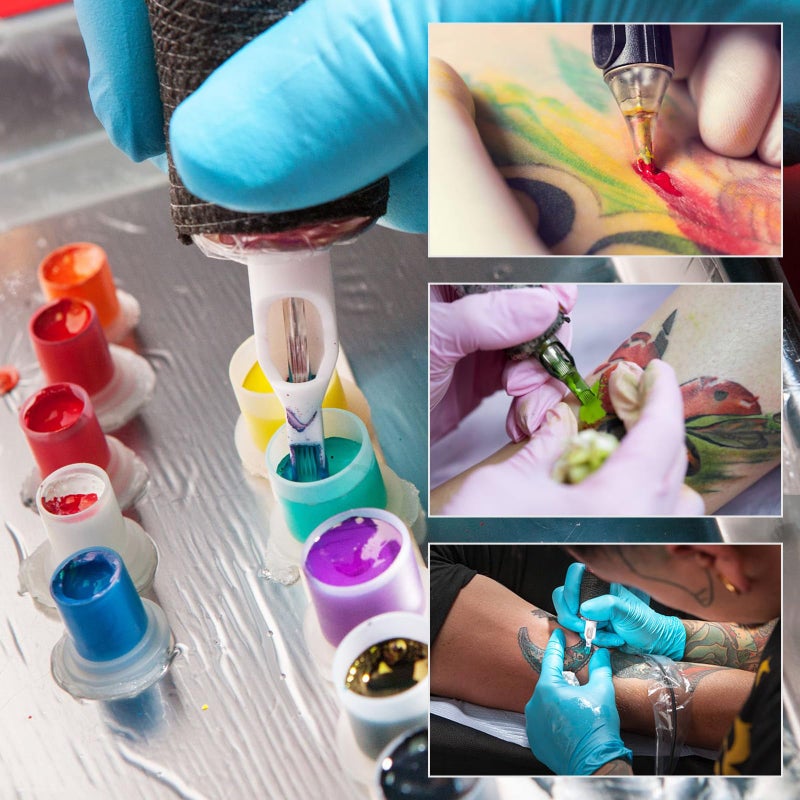 Autdor 614Pcs Tattoo Skin Practice Kit for Beginners - Autdor Professional Training Set Include 10 Realistic Fake Skin Sheets with 50 Transfer Paper 300 Ink Caps 200 Machine Covers 4 Grip Tape 50 Dental Bibs - Image 4