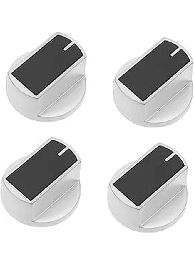 4 Pcs Metal Gas Stove Burner Control Knobs Heat Resistant Replacement Silver - Image 1