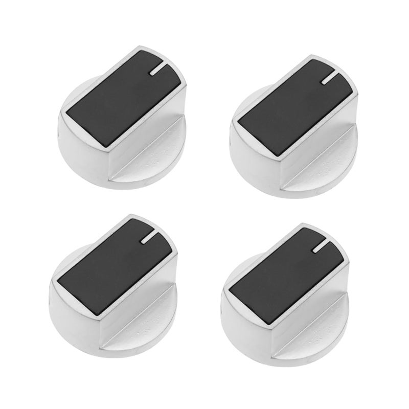 4 Pcs Metal Gas Stove Burner Control Knobs Heat Resistant Replacement Silver - Image 2