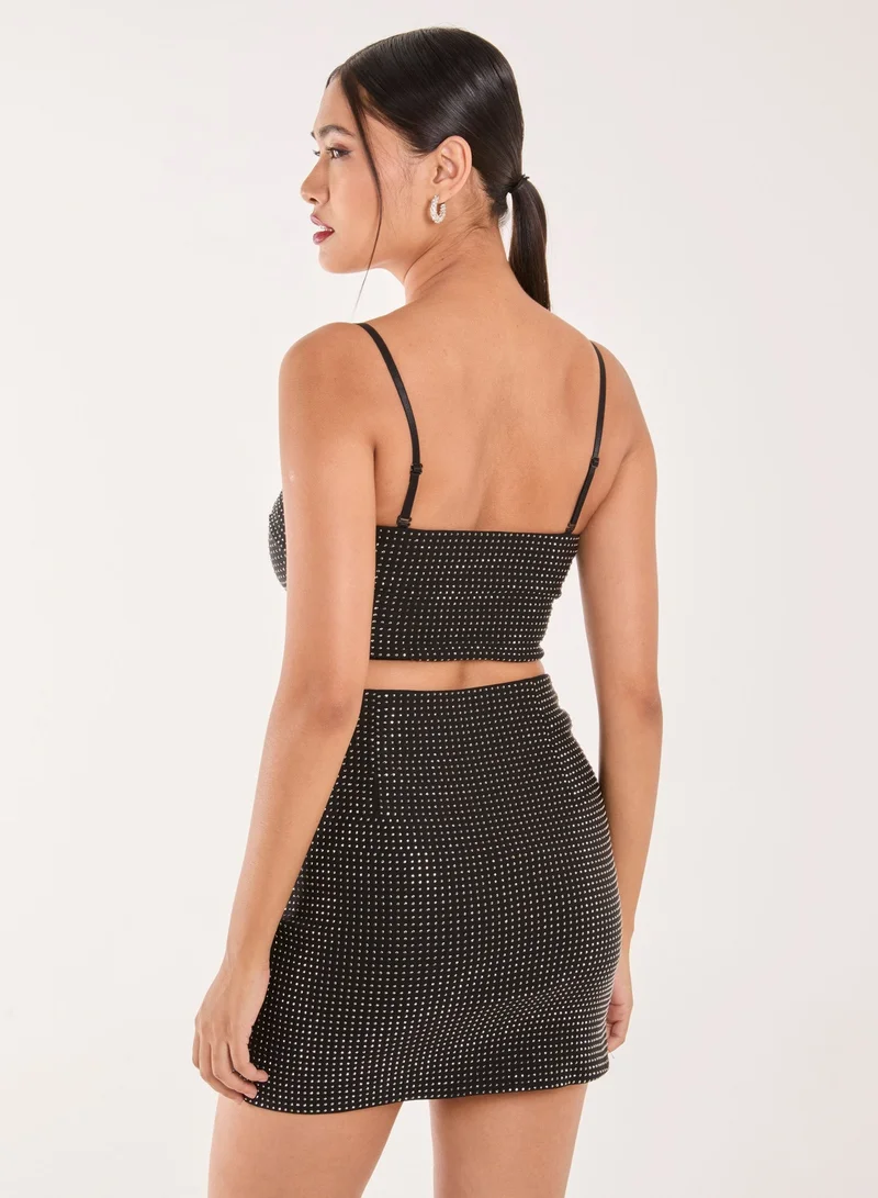بينك فانيلا Rhinestone Multiway Corset Top