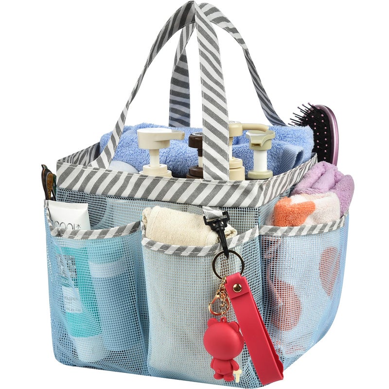 Haundry Mesh Shower Caddy Tote, Portable Shower Caddy Bag with 8 Pockets for College Dorm Room Essentials, Beach, Swimming, Gym - Image 1