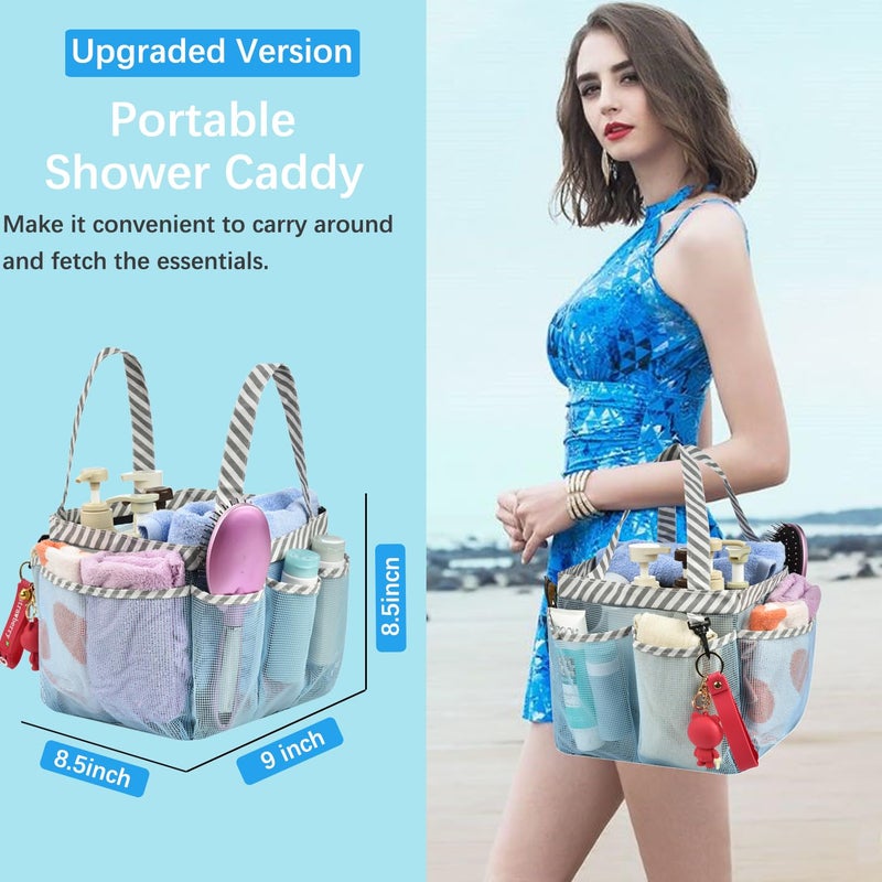 Haundry Mesh Shower Caddy Tote, Portable Shower Caddy Bag with 8 Pockets for College Dorm Room Essentials, Beach, Swimming, Gym - Image 4