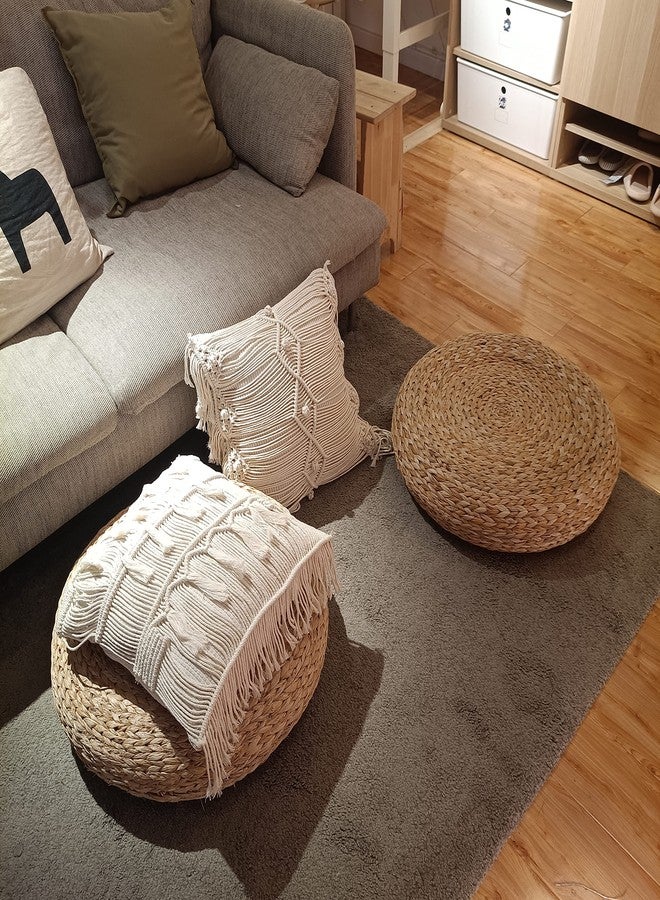 kiido Throw Pillow Covers Macrame Cushion Case Woven Boho Comfy Square Pillow Cases with Tassels Set of 2 Decorative Pillowcase (17X17) AB Style - Image 5