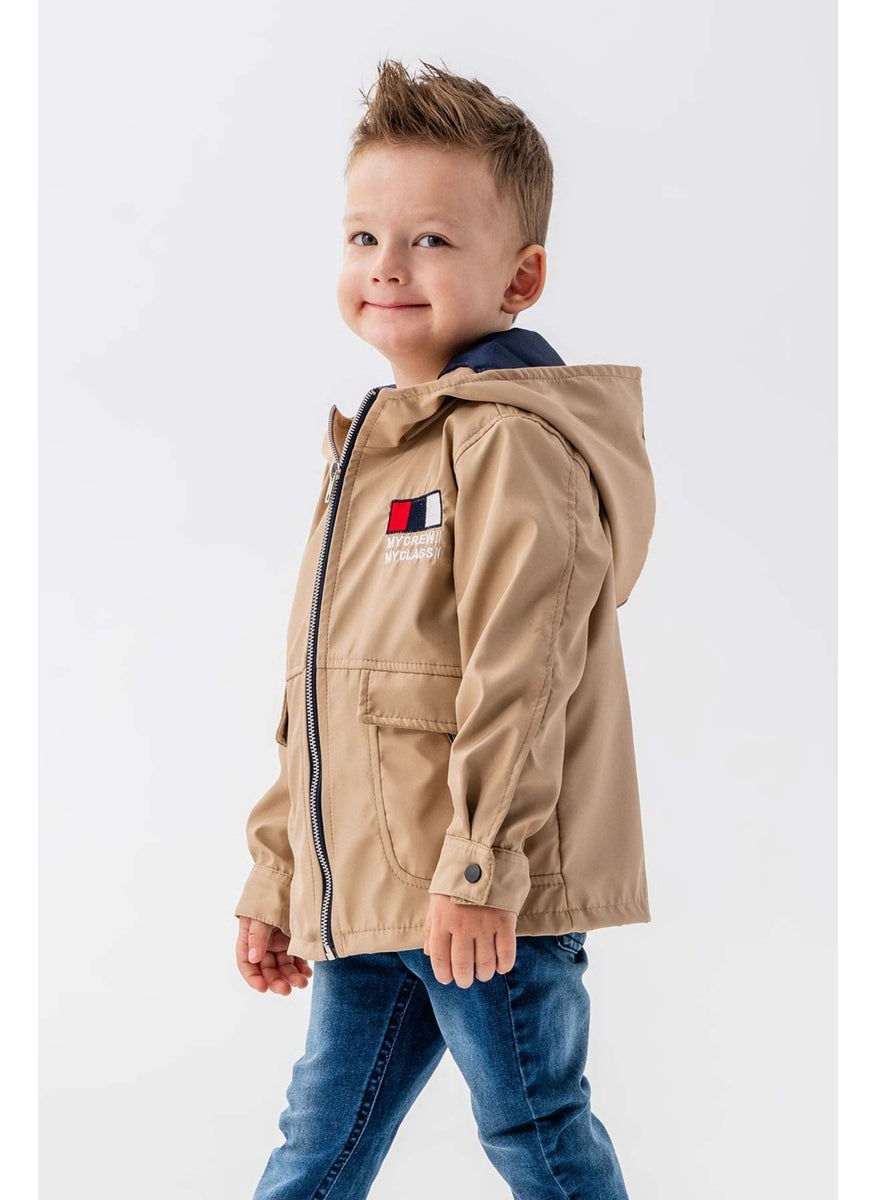 Gold Class Kidswear Hooded Zippered Embroidered Waterproof Boy Jacket  - Image 1