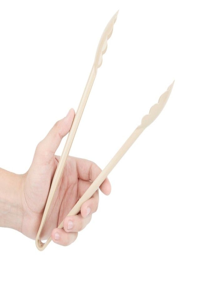 Soro Essentials- 12” Polycarbonate Utility Tongs Beige Color Set of 12- Scallop Grip Serving Tongs Kitchen Tongs Buffet Tongs for Serving Food Parties Holiday Buffet Catering Home Kitchen Restaurant - Image 3