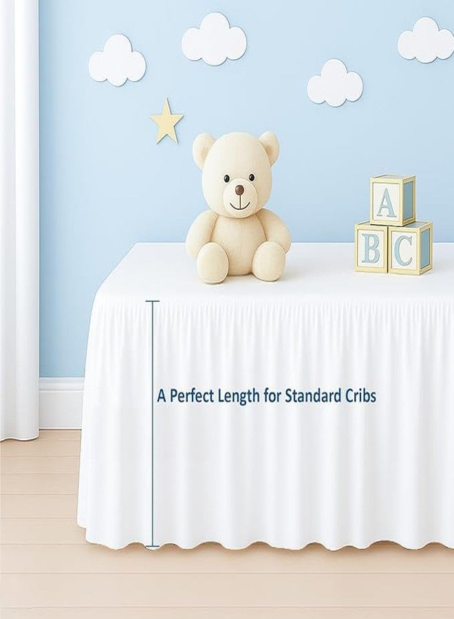 Silentnight Crib Ruffle Bed Skirt Microfiber Nursery Bedding Skirt for Baby Girls (28” x 52” x 14’’) Inch - White Solid - Image 2