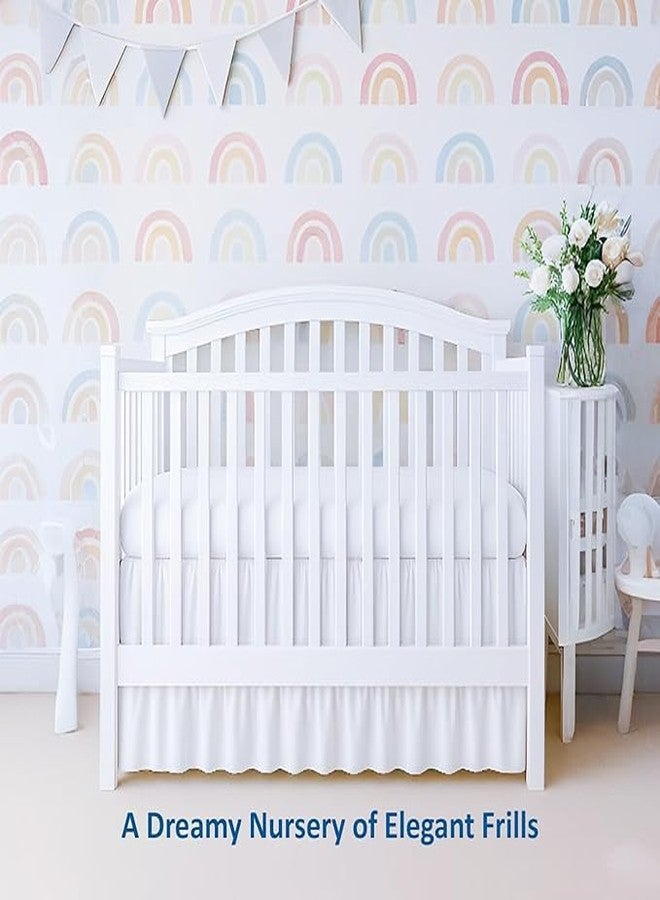 Silentnight Crib Ruffle Bed Skirt Microfiber Nursery Bedding Skirt for Baby Girls (28” x 52” x 14’’) Inch - White Solid - Image 3