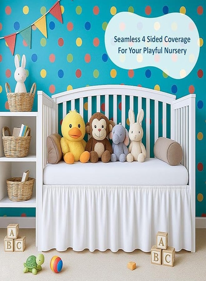 Silentnight Crib Ruffle Bed Skirt Microfiber Nursery Bedding Skirt for Baby Girls (28” x 52” x 14’’) Inch - White Solid - Image 4