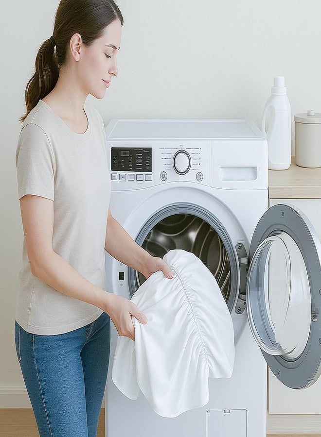 Silentnight Crib Ruffle Bed Skirt Microfiber Nursery Bedding Skirt for Baby Girls (28” x 52” x 14’’) Inch - White Solid - Image 5