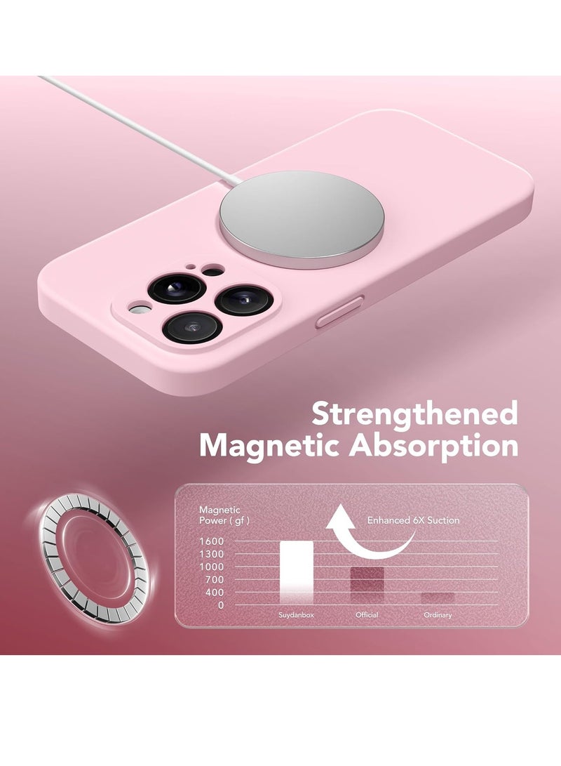 ELTRAZONE iPhone 15 Pro Max Case Silicone, Compatible with MagSafe, [Camera Protection][2X Screen Protectors]Slim Shockproof Protective Phone Case, Soft Anti-Scratch Microfiber Lining, Chalk Pink - Image 4