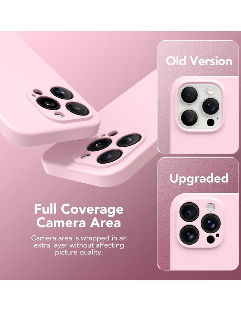 ELTRAZONE iPhone 15 Pro Max Case Silicone, Compatible with MagSafe, [Camera Protection][2X Screen Protectors]Slim Shockproof Protective Phone Case, Soft Anti-Scratch Microfiber Lining, Chalk Pink - Image 3