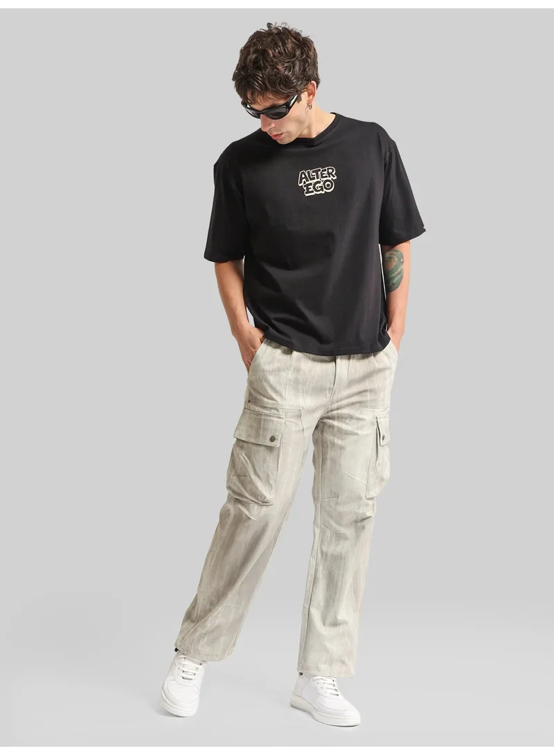 Maniac  Maniac Mens AOP Printed Grey Cotton Blend Baggy Cargo Pant for Men | Best Price UAE