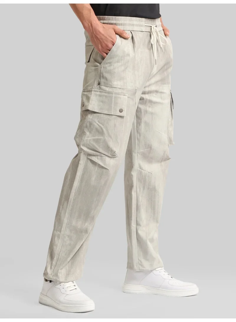 Maniac  Maniac Mens AOP Printed Grey Cotton Blend Baggy Cargo Pant for Men | Best Price UAE