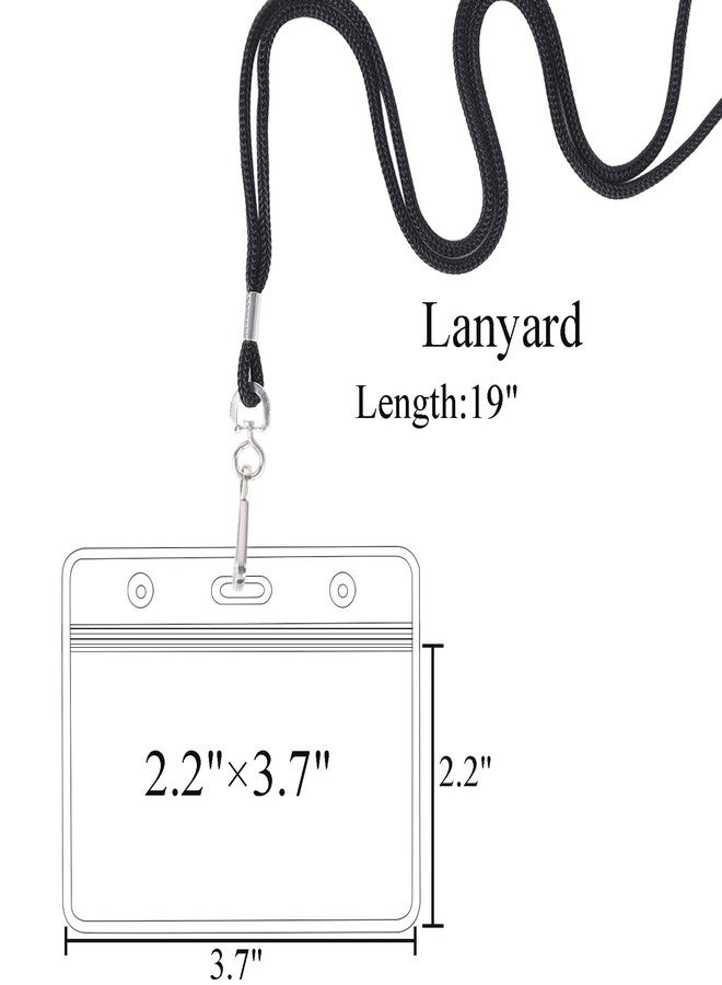 HOSL Clear Plastic Name Tag Badge Holders Bulk ID Card Holders Id Badge Holders Name Badge Case Badge Cover Badge Sleeves (Horizontal 50pcs+Lanyards 50pcs) - Image 2