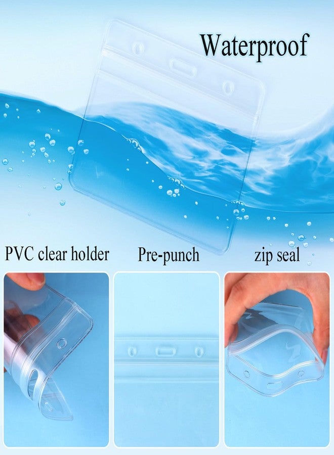 HOSL Clear Plastic Name Tag Badge Holders Bulk ID Card Holders Id Badge Holders Name Badge Case Badge Cover Badge Sleeves (Horizontal 50pcs+Lanyards 50pcs) - Image 4