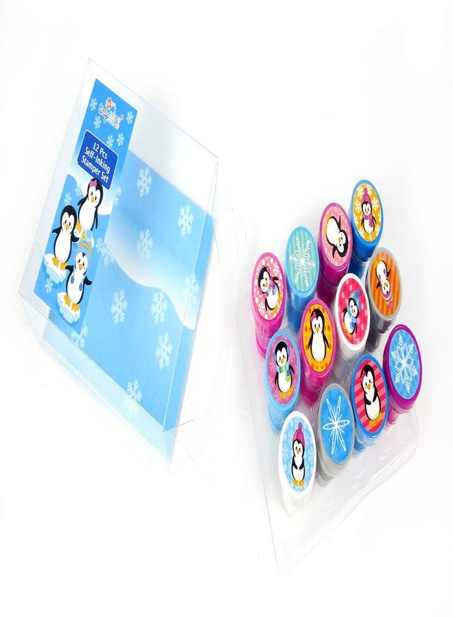 TINYMILLS 12 Pcs Penguin Stamp Kit for Kids Self Inking Stamps Gift Winter Party Favor Bag Stuffer Teacher Stamps - Image 3