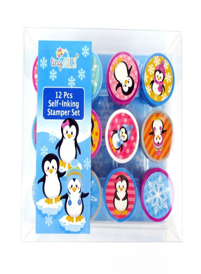 TINYMILLS 12 Pcs Penguin Stamp Kit for Kids Self Inking Stamps Gift Winter Party Favor Bag Stuffer Teacher Stamps - Image 2