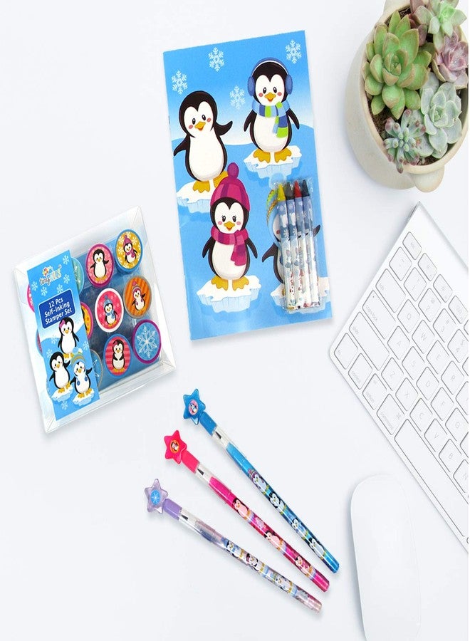 TINYMILLS 12 Pcs Penguin Stamp Kit for Kids Self Inking Stamps Gift Winter Party Favor Bag Stuffer Teacher Stamps - Image 5