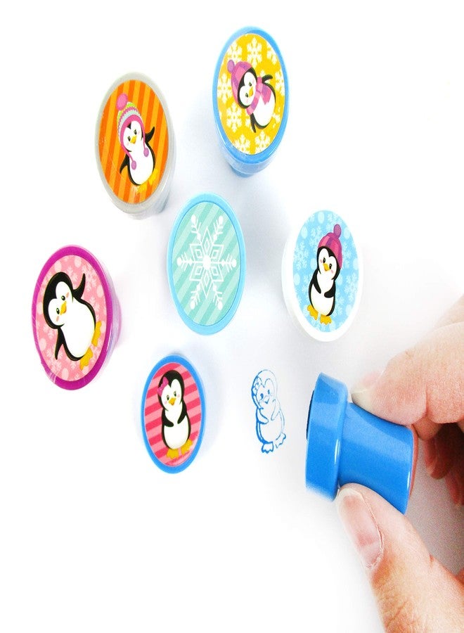 TINYMILLS 12 Pcs Penguin Stamp Kit for Kids Self Inking Stamps Gift Winter Party Favor Bag Stuffer Teacher Stamps - Image 4