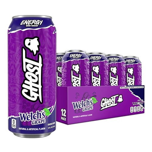 GHOST Energy Drink - 12-Pack, Welch's Grape, 16oz Cans - Energy & Focus & No Artificial Colors - 200mg of Natural Caffeine, L-Carnitine & Taurine - Gluten-Free & Vegan - Image 1