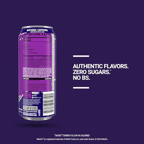 GHOST Energy Drink - 12-Pack, Welch's Grape, 16oz Cans - Energy & Focus & No Artificial Colors - 200mg of Natural Caffeine, L-Carnitine & Taurine - Gluten-Free & Vegan - Image 3
