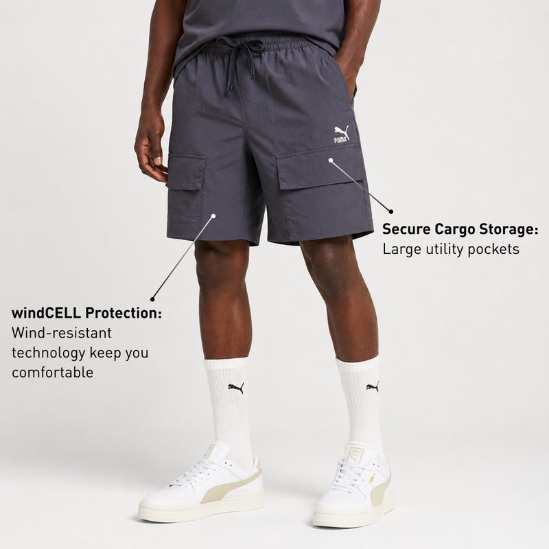 PUMA CLASSICS Mens Grey Cargo Shorts - Image 2