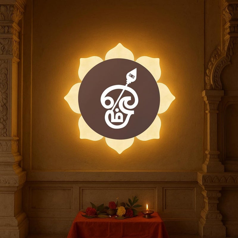 Lamp master Tamil Om LED Wall Light - Rose Gold & Frosted Acrylic | Warm White | Ideal for Temple, Living Room, Bedroom, Pooja Room, Mandir, Shops, Hotel - Image 4