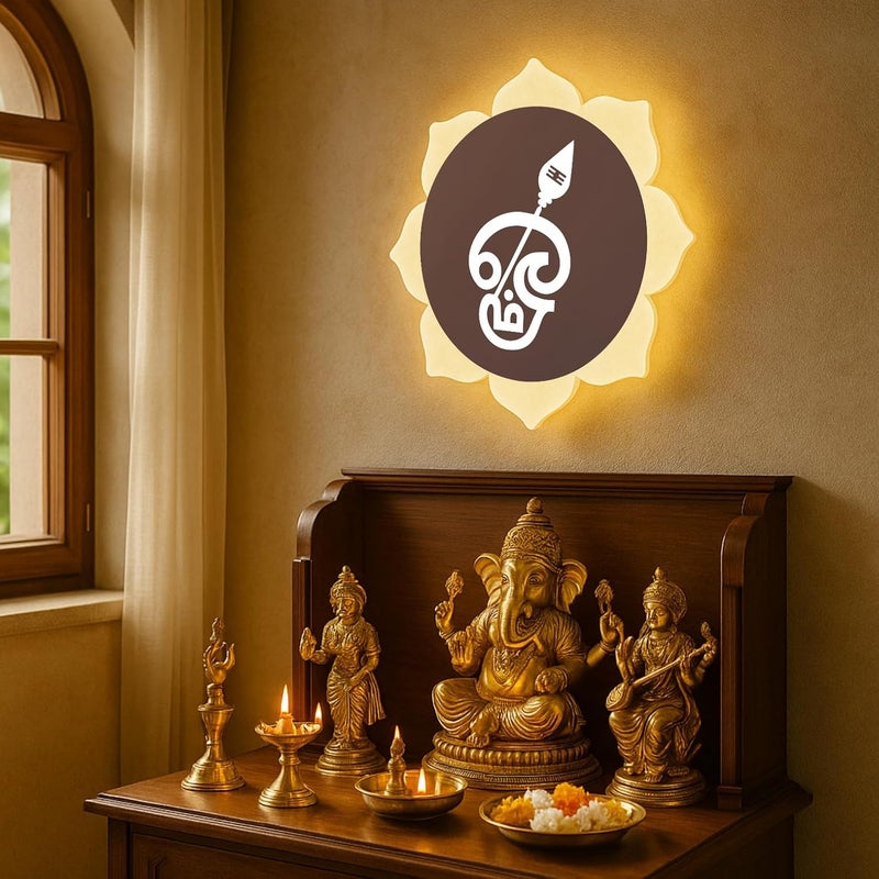 Lamp master Tamil Om LED Wall Light - Rose Gold & Frosted Acrylic | Warm White | Ideal for Temple, Living Room, Bedroom, Pooja Room, Mandir, Shops, Hotel - Image 3