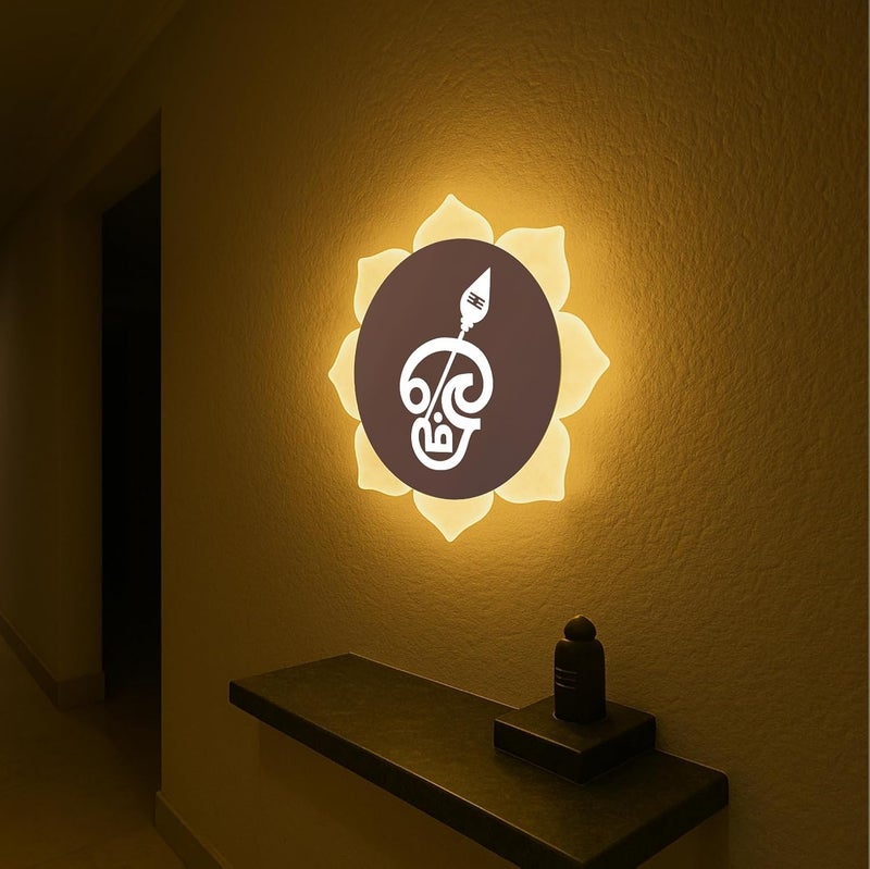 Lamp master Tamil Om LED Wall Light - Rose Gold & Frosted Acrylic | Warm White | Ideal for Temple, Living Room, Bedroom, Pooja Room, Mandir, Shops, Hotel - Image 5