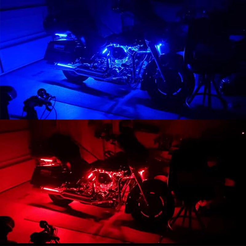 نبودي 12 قطعة من أضواء LED للدراجات النارية RGB مع تحكم لاسلكي عن بعد وتطبيق، مرنة ومقاومة للماء، مجموعة أضواء نيون تحت السيارة، تعمل بجهد 12 فولت تيار مستمر، مناسبة للدراجات النارية والسيارات وسيارات الدفع الرباعي وعربات الغولف ومركبات ATV وUTV - Image 5