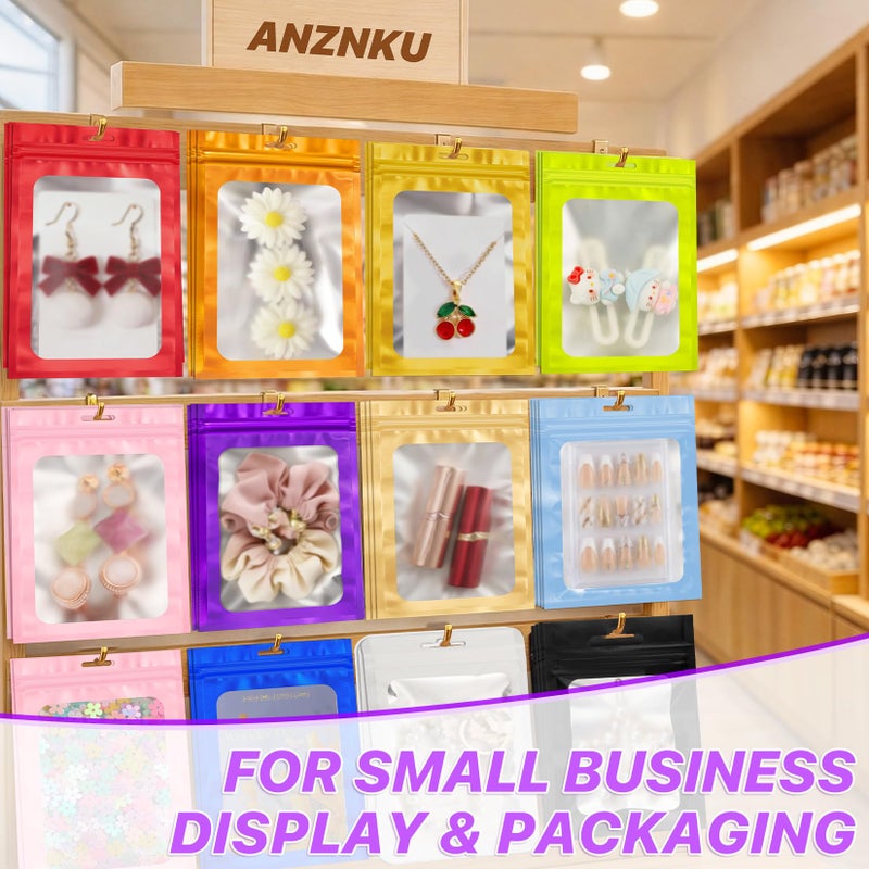 ANZNKU 100 Pieces Resealable Mylar Bags with Zipper and Frosted Clear Window Smell Proof Packaging Bags Foil Pouch Zipper Bag for Food Self Sealing Storage Supplies (Purple, 2.75Ã—3.93 inches) - Image 3