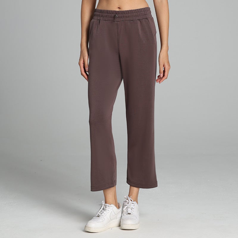 اسم المحتوى ناريلا Modal Cropped Softstreme Yoga Pants High Waist Wide Leg Distilled coffee - Image 1