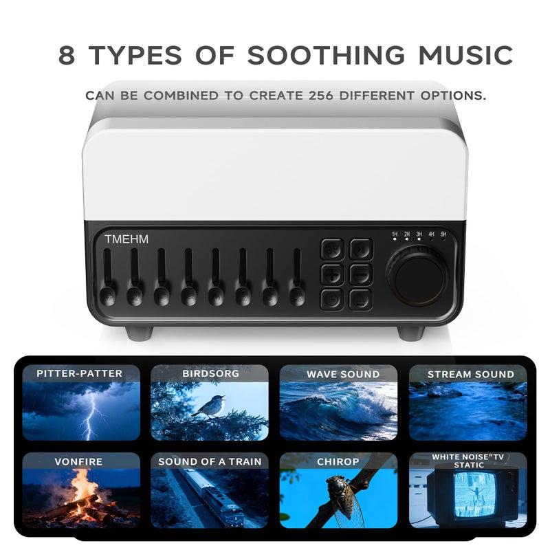TMEHM 2026 4-in-1 Aroma Essential Oil Diffuser with Bluetooth Speaker Function, Humidifier, 12 Colors Night Light with 8 Nature Sounds, White Noise & Timer for Bedroom, Baby, Adults, and Kids (Black) - Image 3