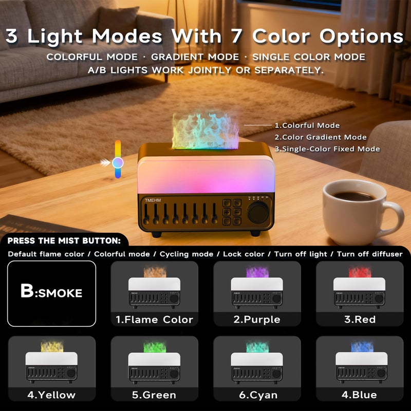 TMEHM 2026 4-in-1 Aroma Essential Oil Diffuser with Bluetooth Speaker Function, Humidifier, 12 Colors Night Light with 8 Nature Sounds, White Noise & Timer for Bedroom, Baby, Adults, and Kids (Black) - Image 5