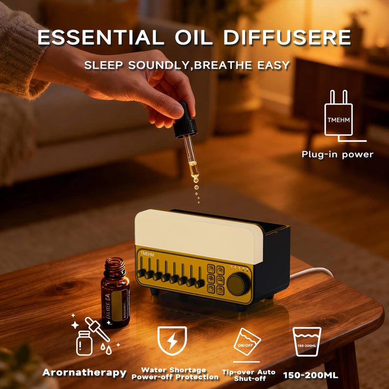TMEHM 2026 4-in-1 Aroma Essential Oil Diffuser with Bluetooth Speaker Function, Humidifier, 12 Colors Night Light with 8 Nature Sounds, White Noise & Timer for Bedroom, Baby, Adults, and Kids (Black) - Image 2