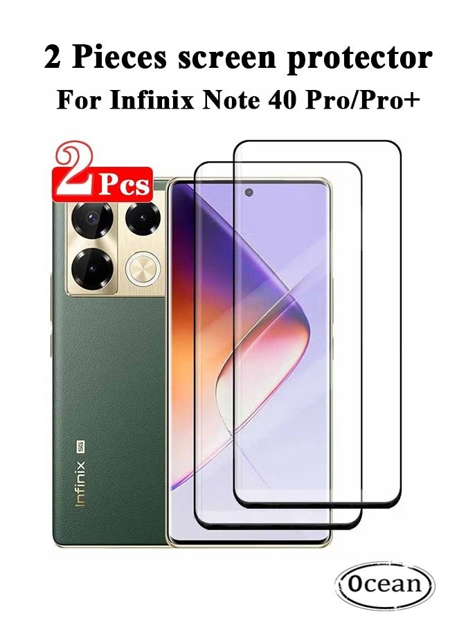 Infinix Note 40 Pro/Pro+ 5G Full Screen Protector Film 2 PCS, 9H Hardness Tempered Glass, 3D Curved Film HD Anti-Fingerprint Anti-Scratch Protective Film for Infinix Note 40 Pro/Pro+ 5G, Black/Clear  - Image 1