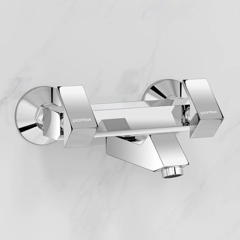 Plantex PRI316 Pure Brass NonTelephonic Wall Mixer for Bathroom with Teflon Tape and Wall FlangeMixer Tap for Bathroom Mirror Chrome Finish - Image 1