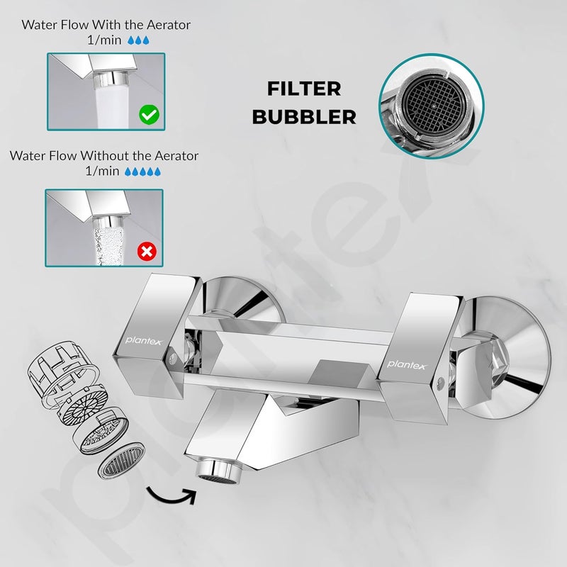 Plantex PRI316 Pure Brass NonTelephonic Wall Mixer for Bathroom with Teflon Tape and Wall FlangeMixer Tap for Bathroom Mirror Chrome Finish - Image 5