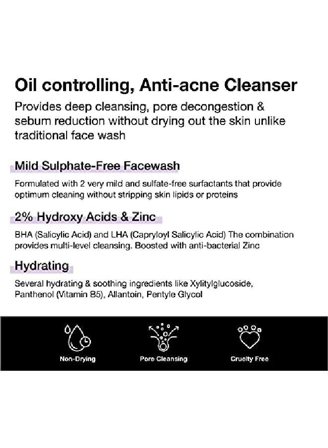 MINIMALIST 2% Salicylic Acid Face Wash For Oily Skin | Sulphate Free Anti Acne Face Cleanser With Lha Zinc For Acne Or Pimples | Men Women 100 Ml  - Image 5