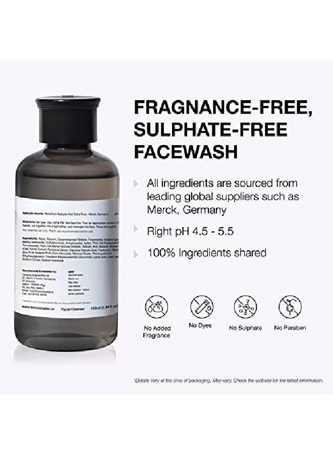 MINIMALIST 2% Salicylic Acid Face Wash For Oily Skin | Sulphate Free Anti Acne Face Cleanser With Lha Zinc For Acne Or Pimples | Men Women 100 Ml  - Image 4